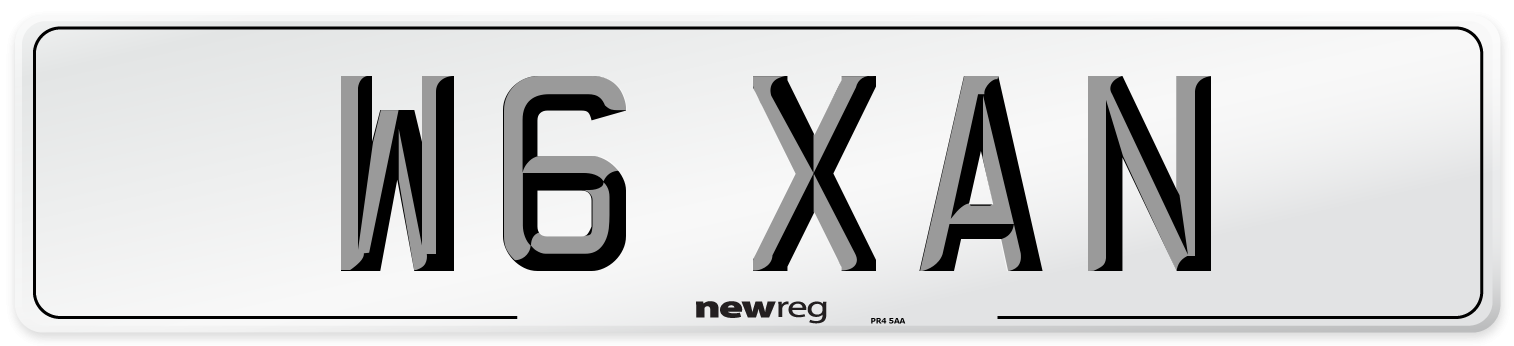 W6 XAN Number Plate from New Reg
